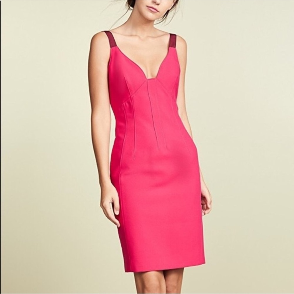 Cinq a Sept NEW Margaux Corset Dress in Camilla Red Hot Pink 0 Mini Fitted Sexy